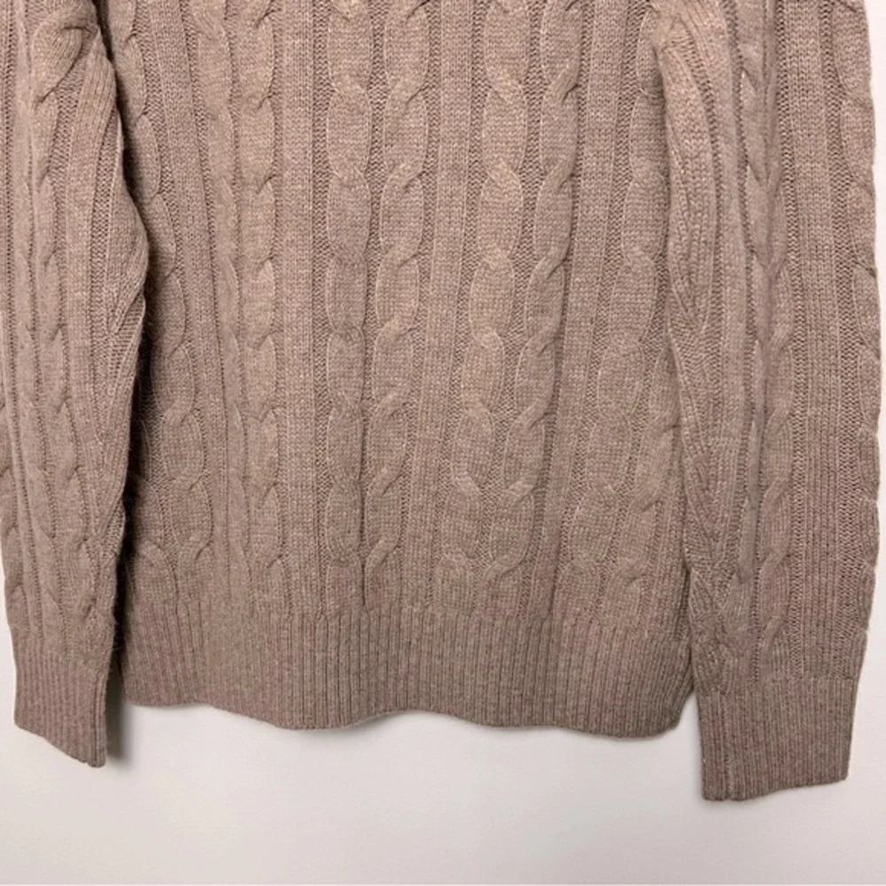 Men’s Cable Knit Sweater Wool Blend Neutral Tan